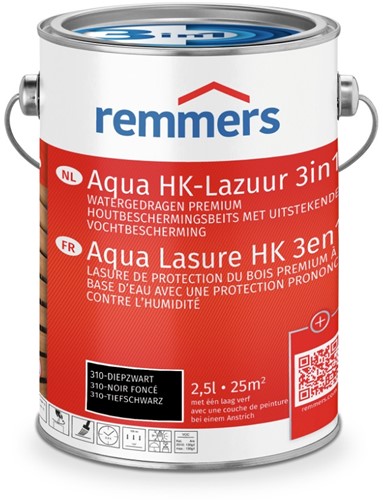 Aqua HK-lazuur | 3in1 | diepzwart | Remmers 