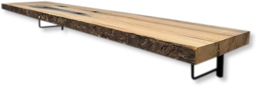 Eiken biels wandplank 120cm | 25cm breed | inclusief rechthoek plankdragers 