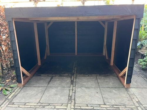 Fietsenschuur Douglas zwart gecoat  | Model 2 | Prefab | 220cm breed x 250cm diep