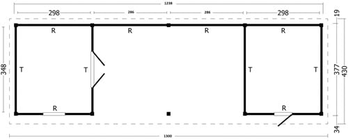Overkapping plat dak Oslo | Type 12 XL | 1300x430cm | zwart-2