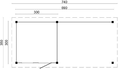 Overkapping plat Dak Holten | Douglas | 740x350cm | zwart-2