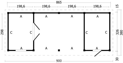Overkapping plat dak Oslo | Type 12 L | 900x380cm | Douglas-2