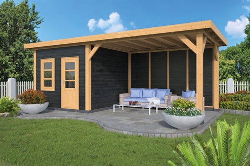 Overkapping plat Dak Holten | Douglas | 740x350cm | zwart