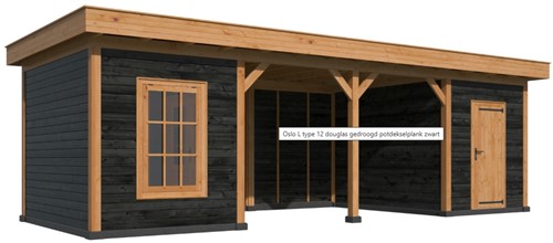 Overkapping plat dak Oslo | Type 12 L | 900x380cm | zwart-3