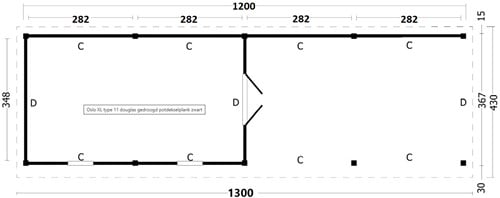 Overkapping plat dak Oslo | Type 11 XL | 1300x430cm | zwart -2