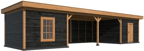 Overkapping plat dak Oslo | Type 12 XL | 1300x430cm | zwart-3