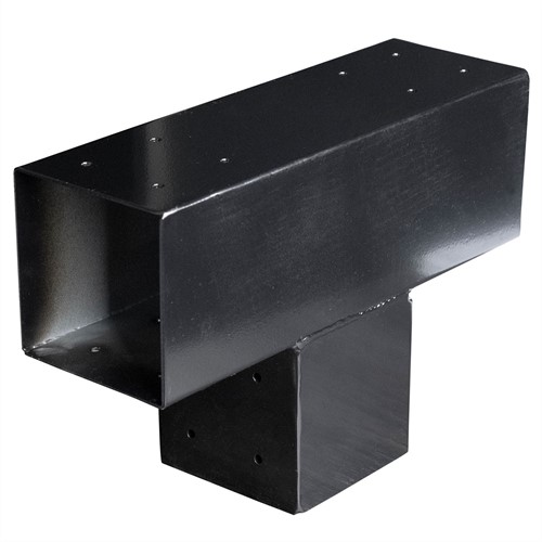 Paalverbinder 3-weg | zwart | 12x12cm | T-model