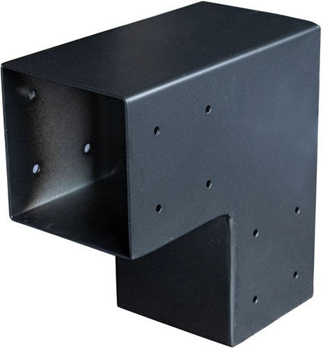 Paalverbinder 2-weg | zwart | 12x12cm | hoekmodel