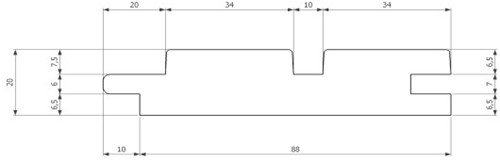 Padouk Dubbel Rhombus | 2x9,8cm (20x98mm) | tong-groef | -2