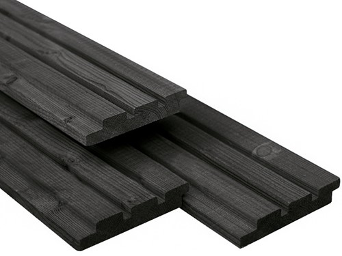 Zwart Triple Profiel | Vuren | 2,2x14cm | Zwart gecoat