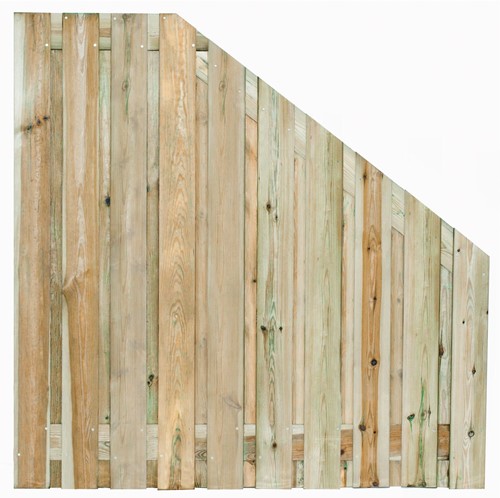 Tuinscherm Enschede schuin verloop | 180x90cm | 21 planks | Grenen