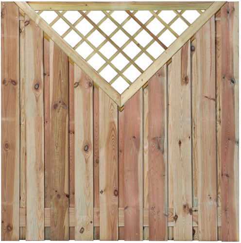 Tuinscherm Enschede met V-trellis | 180x180cm | 21 planks | Grenen