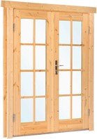 Vuren dubbele deur met kozijn | 166.5cm x 196,5cm | dubbel glas