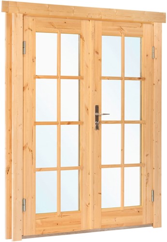 Vuren dubbele deur met kozijn | 166.5cm x 196,5cm | dubbel glas