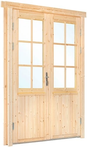 Vuren dubbele deur met raam XXL | 181.5cm x 215cm | linksdraaiend | P013972-2