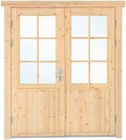 Vuren dubbele deur met raam XXL | 181.5cm x 215cm | linksdraaiend | P013972