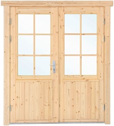 Vuren dubbele deur met raam XXL | 181.5cm x 215cm | linksdraaiend | P013972