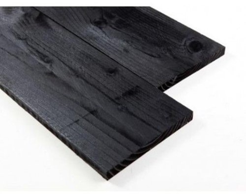 Vuren plank | 2,2x20cm (22x200mm) | zwart gecoat