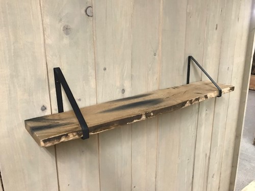 Eiken biels wandplank 120cm | 25cm breed | inclusief driehoek plankdragers -2
